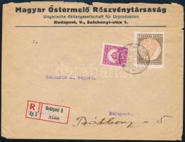 1926 Ajánlott Budapest helyi levél Koronás Madonna 2.500K és Pengő-fillér 8f vegyes bérmentesítéssel