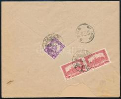 1926 Ajánlott levél 4000K és 4f vegyes bérmentesítéssel "SZOLNOK" - "SZOB"