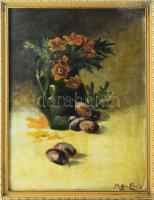 Mikita Elemér (XX. sz. első fele): Csendélet. Olaj, karton. Jelzett. Fakeretben. 39x29,5 cm