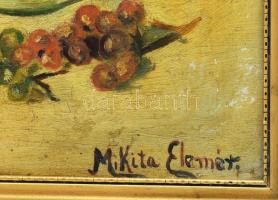 Mikita Elemér (XX. sz. első fele): Csendélet dinnyévek. Olaj, karton. Jelzett. Fakeretben. 39x29,5 c...