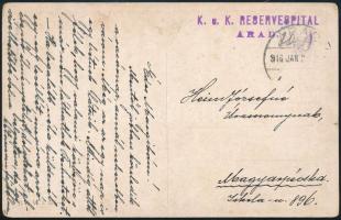 1916 Tábori posta képeslap "K.u.K. RESERVESPITAL ARAD"