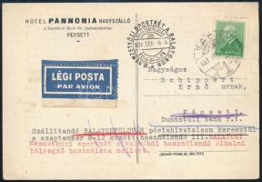 1937 Légi levelezőlap "III. NEMZETKÖZI SPORTHÉT A BALATONON"