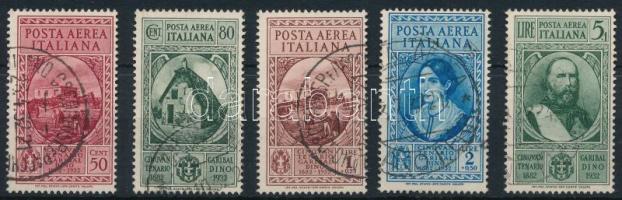 Olaszország 1932 Garibaldi halálának 50. évfordulója 5 klf légiposta bélyeg Mi 401-405 (Mi EUR 101.-)