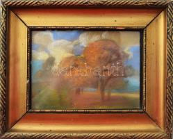Jelzés nélkül: Őszi táj. Pasztell, papír. Dekoratív, üvegezett, kissé sérült fakeretben. 12×16 cm