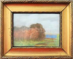 Jelzés nélkül: Felhős táj. Pasztell, papír. Dekoratív, üvegezett fakeretben. 12×16 cm