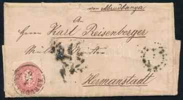 1866 5kr levélen, belül 12kr okmánybélyeg "ABRUDBÁNYA"