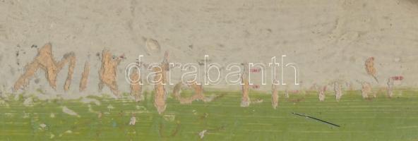 Mikita Elemér (XX. sz. első fele): Csendélet üveggel. Olaj, karton. Jelzett. Sérült. 30,5x37 cm