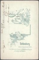 1900 Segesvár (Schässburg), keményhátú fotó Wilhelm Herter műterméből, feliratozva, 16,5×10,5 cm
