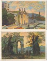 Szentföld: 6 db különféle RÉGI postatiszta Hollós Endre vallásos művészlap. Kiadja A Szentföld bizto...