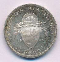 1938. 5P Ag "Szent István" T:AU,XF patina
Adamo P8.1