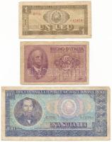 Olaszország 1944. 5L "III. Viktor Emánuel" + Románia 1966. 1L + 100L T:VG Italy 1944. 5 Lire "Victor Emanuel III" + Romania 1966. 1 Leu + 100 Lei C:VG Krause P#28, P#91, P#97