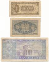 Olaszország 1944. 5L "III. Viktor Emánuel" + Románia 1966. 1L + 100L T:VG
Italy 1944. 5 L...