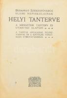 Budapest székesfőváros elemi népiskoláinak helyi tanterve a miniszteri tanterv és utasítás alapján. A tanítás anyagának felosztásával és a kivitelre vonatkozó útmutatásokkal. Bp., 1913, Budapest Székesfőváros Háziny., XV+451 p. Átkötött félvászon-kötésben, kopottas, sérült borítóval és gerinccel, helyenként kissé sérült, foltos lapokkal.