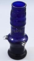 Iparművész királykék hutaüveg váza, hibátlan, m: 23 cm