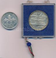 1975. 200Ft Ag "150 éves a Magyar Tudományos Akadémia (MTA)" eredeti, plombált "Magyar Nemzeti Bank" tokban + 1992. 200Ft Ag "MNB" T:BU,AU patina Adamo EM47, F13