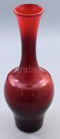 Szakított rubinüveg váza, jelzés nélkül, hibátlan, m: 36 cm
