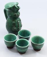 Alföldi miskakancsó 4 pohárral, kis kopással, m: 16 cm