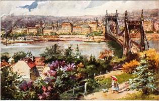 Budapest XI. Kilátás a Gellérthegyről. Gerhardt Alajosné aquarellje után (EK)