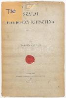 Takáts Sándor: Szalai Barkóczy Krisztina. 1671-1724. A szerző, Takáts Sándor (1860-1932) katolikus pap, piarista szerzetes, tanár, művelődéstörténész, az MTA tagja által Kammerer Ernő (1856-1920) jogász, történész, országgyűlési képviselő, a Szépművészeti Múzeum első igazgatója részére dedikált példány. Bp., 1910, Pfeifer Ferdinánd (Franklin-ny.), 280+(4) p. Első kiadás. Kiadói papírkötés, sérült borítóval, néhány kissé sérült lappal, részben szétváló fűzéssel.