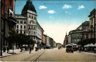 Budapest VIII. József körút, villamos, üzletek, Nemzeti Színház, automobil (EK)