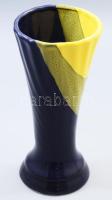 Modern kék-sárga design váza, hibátlan, m: 24,5 cm