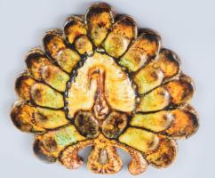 Rózsa Mária: Páva. Mázas kerámia, jelzett, 20x21 cm