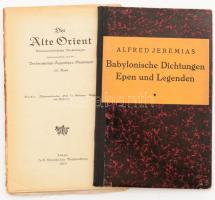 2 német egyiptológiai munka: Der Alte Orient. 1919. 20. kötet. 64p.Borító nélkül + Alfred Jeremias: Babylonische Dichtungen Epen und Legenden, Leipzig, 1925. Hinrische. 32p.