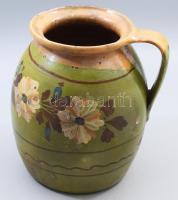 Fazék. Mezőtúr, cca 19. sz. vége, Tiba L. felirattal, mázhibákkal, m: 23,5 cm