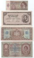 1932. 50P hamis, piros sarló-kalapács- és fekete sorszám felülbélyegzéssel + 1939. 5P + 1945. 100.000P világos hátlappal + 1946. 1.000.000BP T:F, szép papír, a 100.000P VG