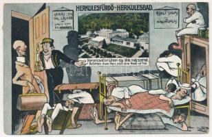 1919 Herkulesfürdő, Baile Herculane; Parancsoljon Uram, egy láda még szabad, fürdő, humoros montázs. G.M.O. 1914/18. / humourous montage, spa s: Luria (kopott sarkak / worn corners)