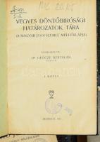 Vegyes jogi könyvtétel és jogi folyóiratok a XX: sz. elejéről. Magyar jogi szemle, Pénzügyi és közigazgatási jog tára, Magyar igazságügy, Vegyes döntőbírósági határozatok tára, Polgári törvénykezési jog tára, Polgári perjog, sommás eljárás, Magánjog tára, stb. össz 16 kötet