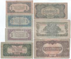 1944. 1P - 100P (7xklf) "A Vöröshadsereg Parancsnoksága" T:F,VG