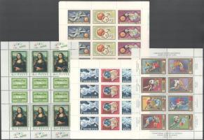 1969 10 db Szojuz-4 kisív, 1972 6 db Mars kisív, 8 db Labdarúgó EB kisív és 1974 Mona Lisa ív vegyi ...