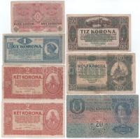 1913. 20K fekete "ROMANIA TIMBRU SPECIAL" felülbélyegzéssel + 1916. 1K + 1920. 1K - 20K (4xklf, 5db) T:F,VG, pici anyaghiány