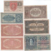 1913. 20K fekete "ROMANIA TIMBRU SPECIAL" felülbélyegzéssel + 1916. 1K + 1920. 1K - 20K (4...