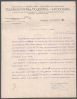 1921 Sárospatak, Tokaj-Hegyaljai Szőllősgazdák Törkölyfőző Szövetkezetének Takarmánygyára, Olajgyára és Hordógyára fejléces megbízási igazolás