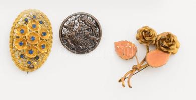 3 darab régi bross, d: 7 cm alatt