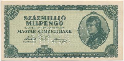 1946. 100.000.000MP hamis (?) "MINTA" perofrációval T:UNC Adamo P28
