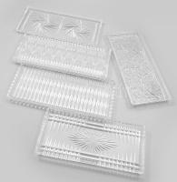 5 darab kristály kínálótálca, klf mintákkal, cca 33x15 cm