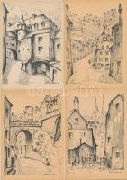 10 db RÉGI használatlan luxemburgi város képeslap, művész aláírásával / 10 pre-1945 unused Luxembourg town-view postcards with artist signed