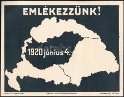 1938 Magyar Nemzeti Szövetség irredenta felhívás, emlékeztető lap a polgármestereknek a Trianoni békediktátum évfordulójára. 21x17 cm