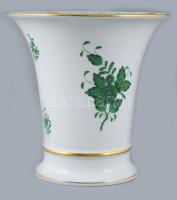 Herendi Apponyi zöld mintás váza, jelzett, hibátlan, d: 15,5 cm, m: 15,5 cm