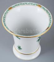 Herendi Apponyi zöld mintás váza, jelzett, hibátlan, d: 15,5 cm, m: 15,5 cm