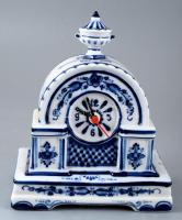 Gzhel porcelán asztali óra, jelzett, hibátlan, 19x22 cm