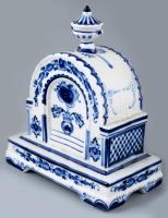 Gzhel porcelán asztali óra, jelzett, hibátlan, 19x22 cm