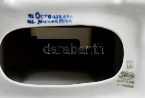 Gzhel porcelán asztali óra, jelzett, hibátlan, 19x22 cm