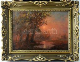 Kerekes József (1892-1938): Naplemente. Olaj, karton. Jelezve jobbra lent. Dekoratív fakeretben. 25x35 cm