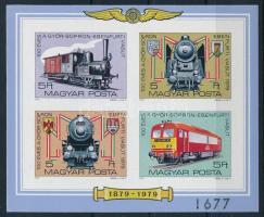 1979 100 éves a GYSE vasút vágott blokk (ujjlenyomat) / Mi 139 imperforate block (fingerprint)