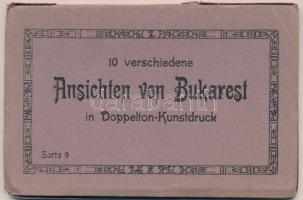Bucharest, Bukarest, Bucuresti, Bucuresci; 10 verschiedene Ansichten in Doppelton-Kunstdruck / leporello postcard booklet with 10 cards in paper case