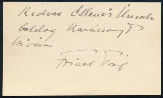 Fried Pál (1893-1955) festőművész aláírt névjegykártyája